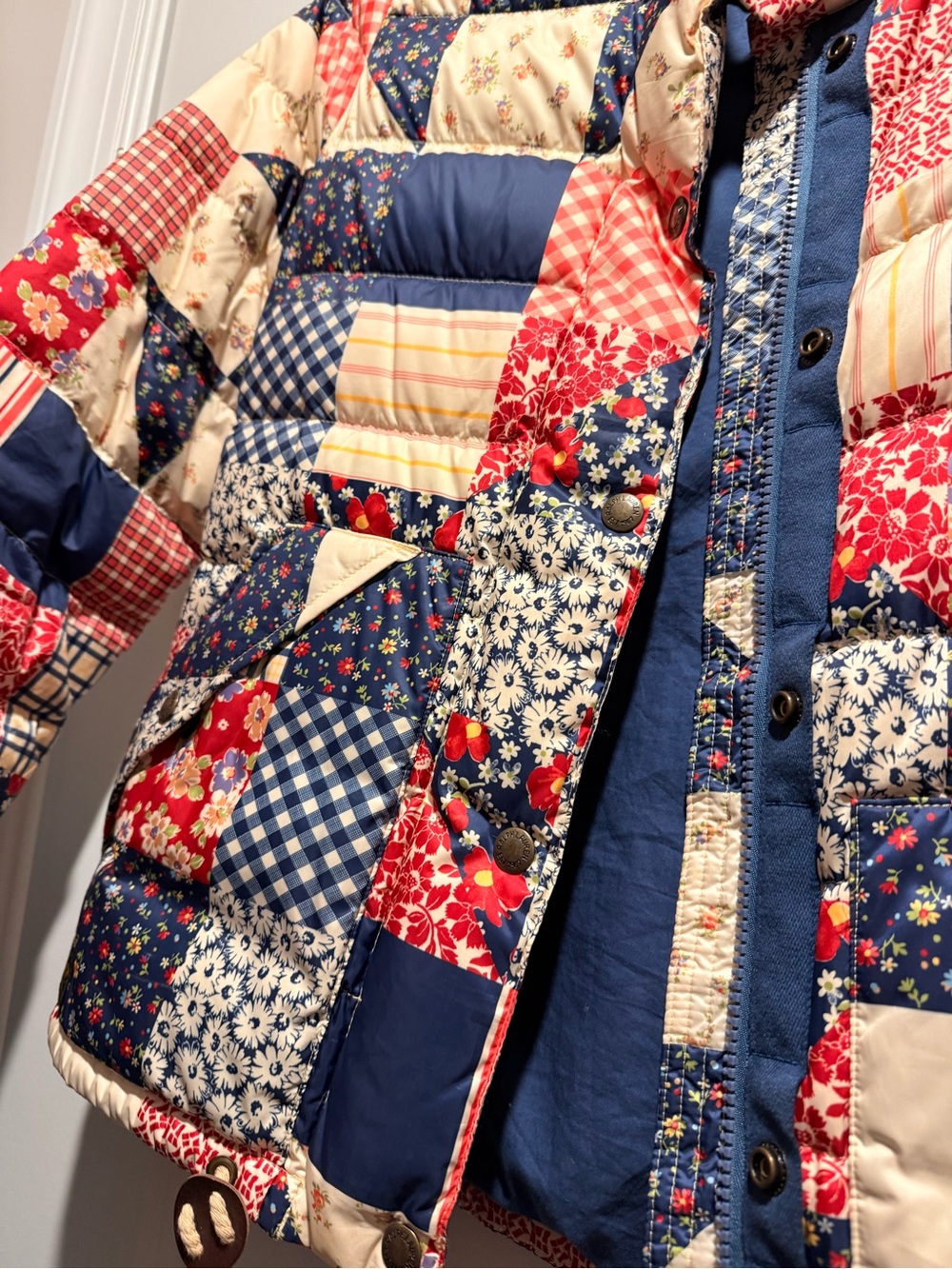 Polo Ralph Lauren Patchwork Quilted Puffer Jacket - Red, Navy & Cream - Picture 3 of 3